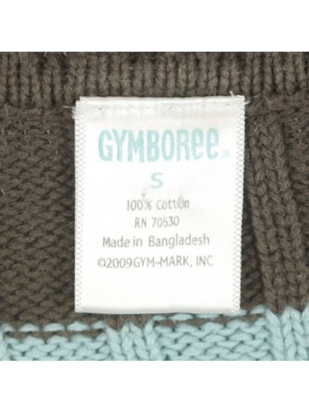 Gymboree Kids Small Blue Brown Cotton Striped Ribbed Crewneck Sweater